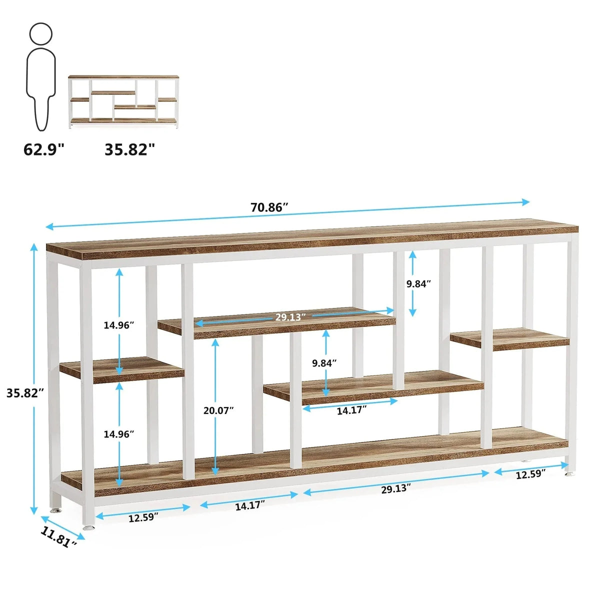 70.9 Inch Console Sofa Table with Storage. 3-Tier Entryway Table for Hallway