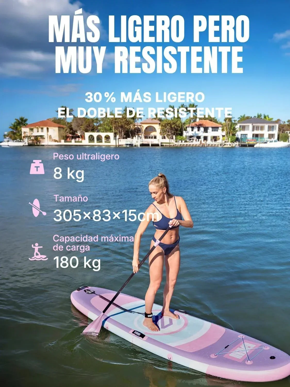 Niphean Tabla Paddle Surf Hinchable. Tabla de Paddle Surf 305 cm con Aletas de Equilibrio para Principiantes y Accesorios Resistentes. Sup Board para