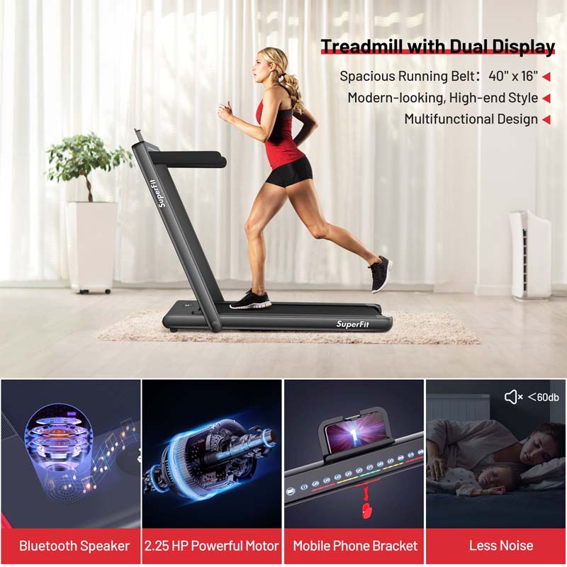 2-in-1 Folding Electric Treadmill. 2.25 HP. Under-Desk. with Dual Display and Smart App Control