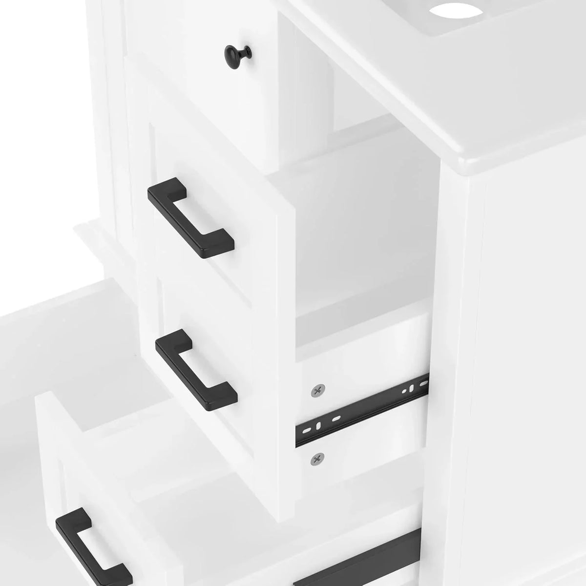 Moimhear Mueble de baño de pie. lavabo. lacado completo. tres cajones silenciosos. lavabo de cerámica integrado (blanco. 76 x 46 x 83.5 cm)