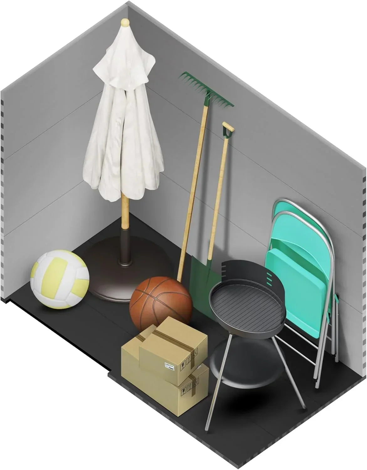 Wasabi - Caseta de Resina Jardín Unit 1.4 – Ventana Luz Natural - Suelo Incluido - Paneles 12mm de Espesor - Gris Blanco - Cobertizo PVC Almacenaje