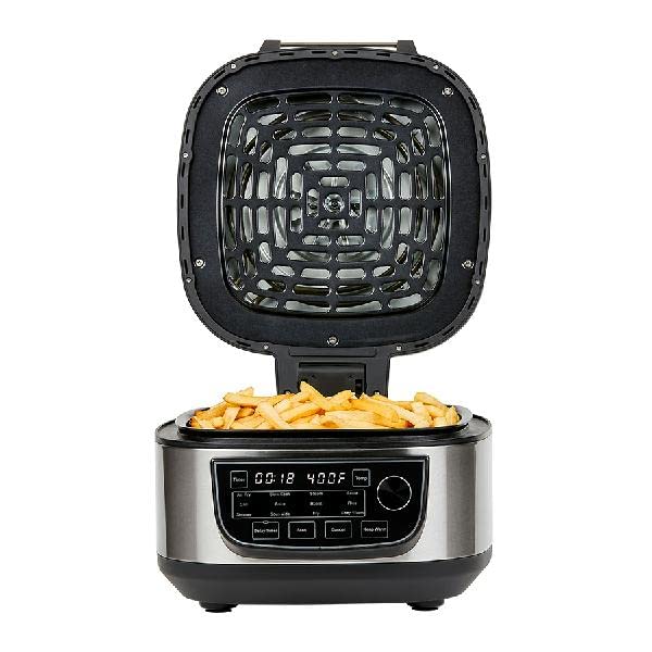 6-Qt 12-in-1 Grill and Air Fryer Combo. 1550W. Stainless Steel
