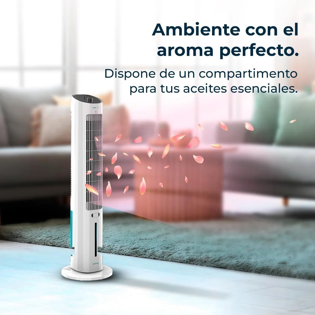 Cecotec Climatizador Evaporativo EnergySilence 2000 SkyCool. 60W. Depósito de 3L. Compatible con Aceites esenciales. 3 Velocidades. Oscilación de 50o.