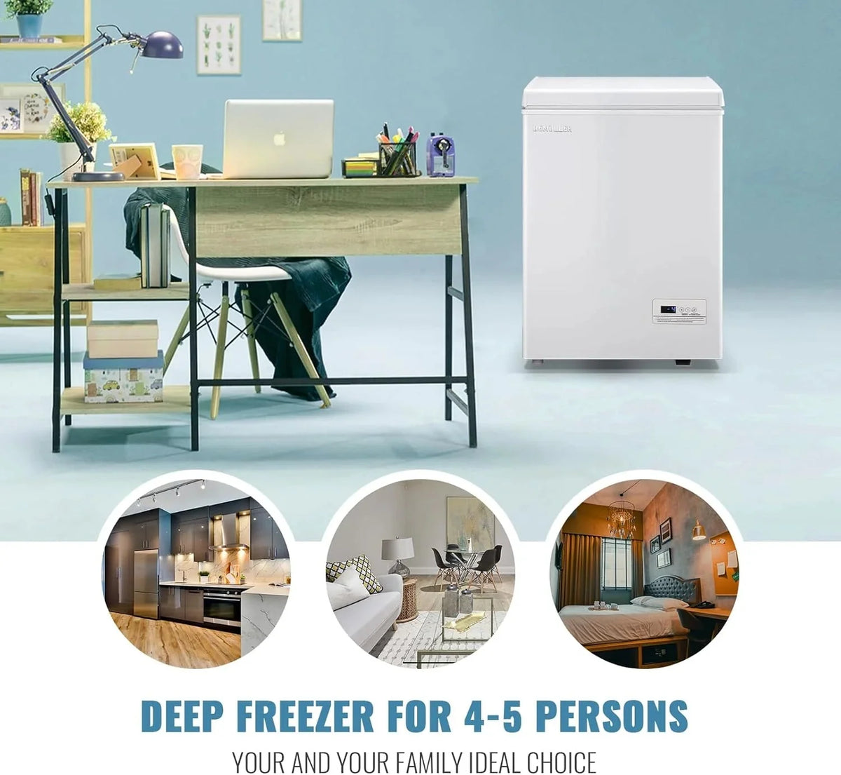 5.0 Cu. Ft. Chest Freezer with 2 Removable Stainless Steel Baskets. Electronic Control. 41°F to -15°F. Black