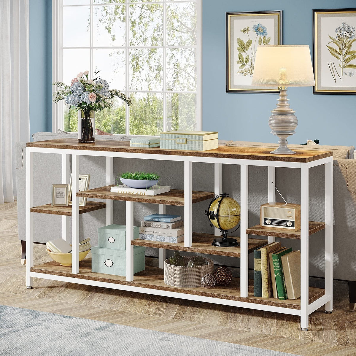 70.9 Inch Console Sofa Table with Storage. 3-Tier Entryway Table for Hallway