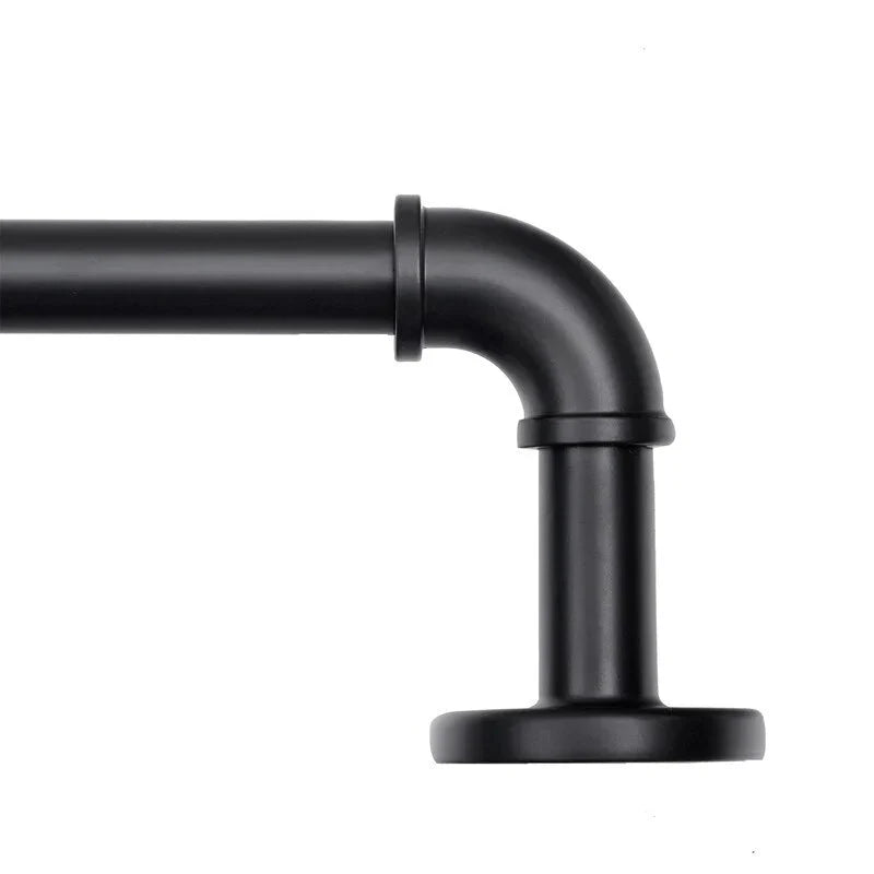 1 Inch Industrial Curtain Rods for Windows. Blackout Wrap-Around Rods. Rustic Matte Black
