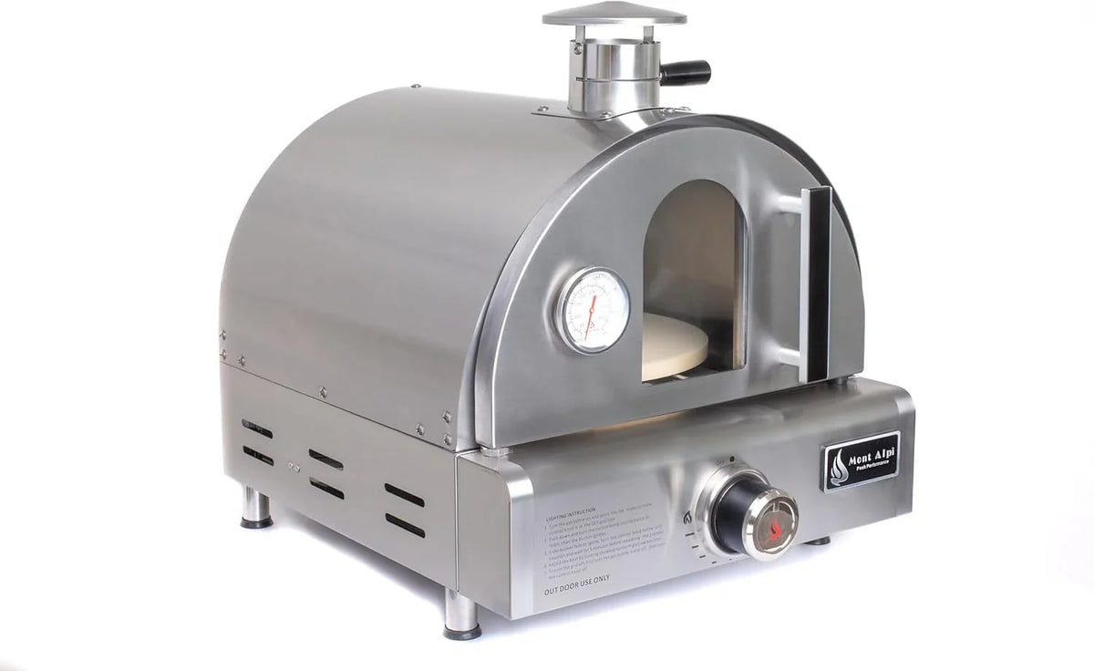 MAPZ-SS 12000 BTU Multi-Fuel Countertop Table Top Stainless Steel Portable Outdoor Cooking Kitchen Backyard Propane Gas Pizza Making Baking Oven Roasting Grill - Pizza Stone Included