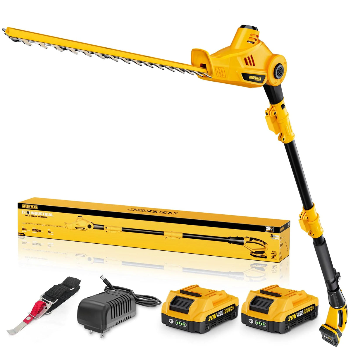 20V MAX Cordless Pole Hedge Trimmer. 2 x 2.0Ah Batteries and Charger Included