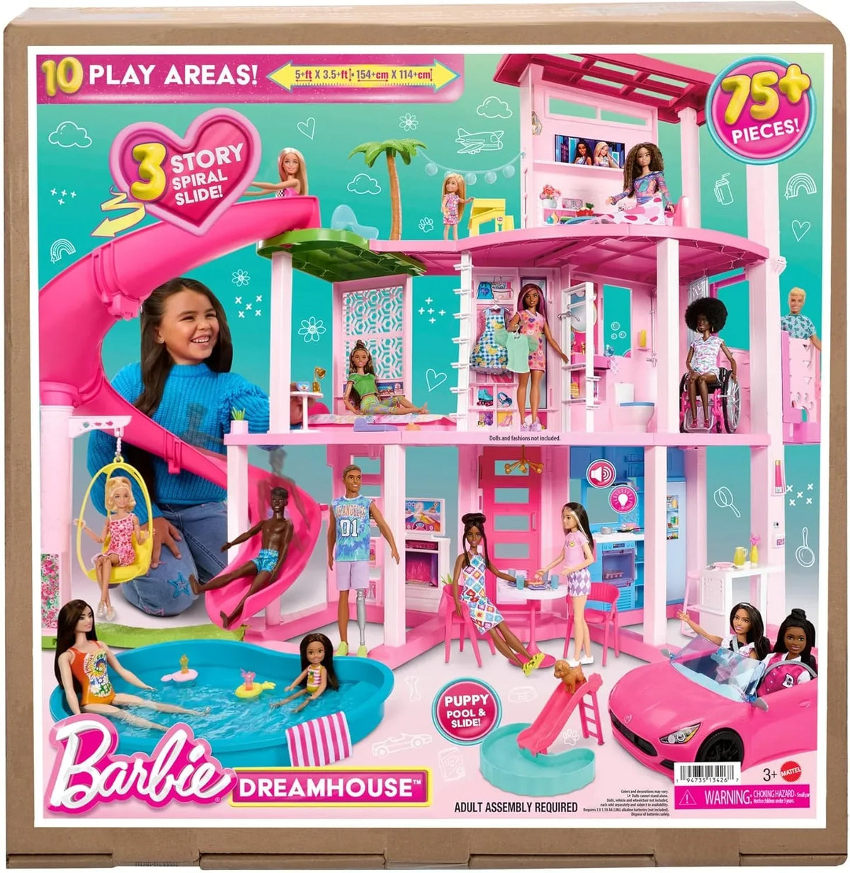 Barbie Dreamhouse 2023 Casa para muñecas de juguete de 3 plantas con +75 muebles y accesorios. +3 años (Mattel HMX10)