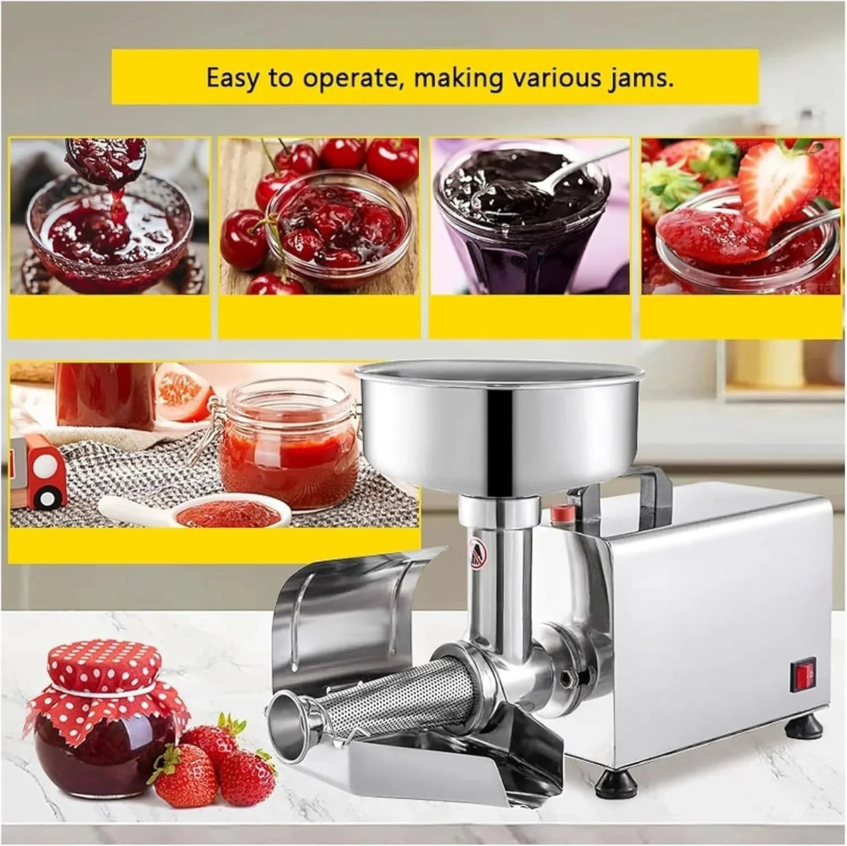 Prensa eléctrica de tomates y colador. procesador de alimentos comercial de acero inoxidable para salsa y jugo. 220 V
