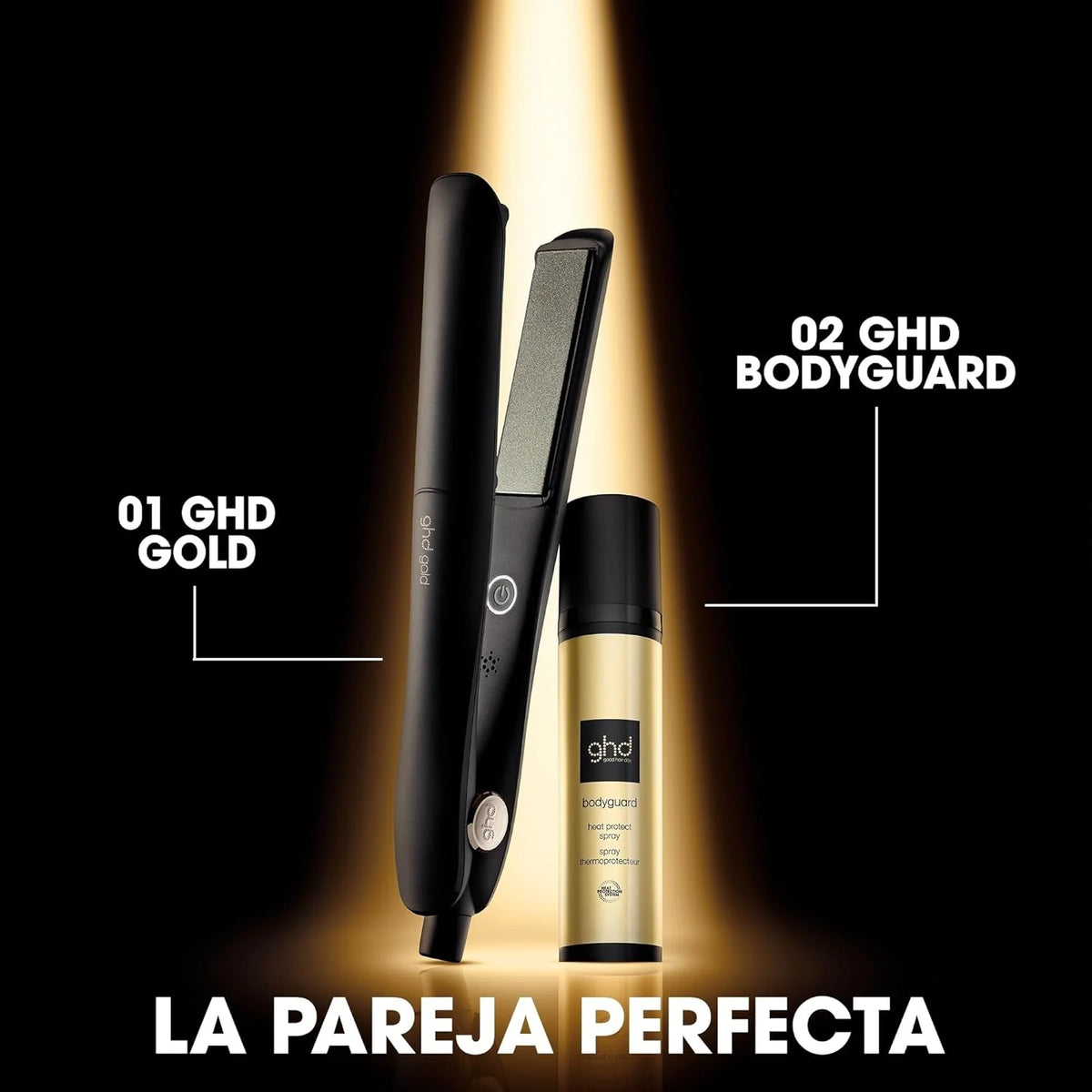 ghd Gold - Plancha de Pelo Profesional Para un Cabello Liso y Brillante - Para Todo Tipo de Cabello - Color Negro. (Enchufe Europeo)