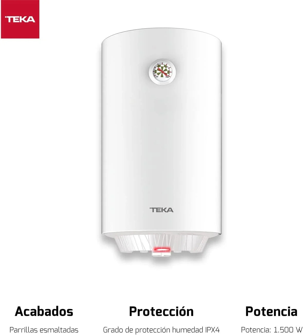 TEKA Termo Eléctrico 50 L. Instalación Vertical. Protección Sobrecalentamiento. Indicador LED. Modelo EWH 50 C