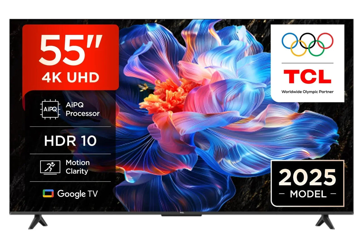 TCL 55V6C 55 Zoll Direct LED TV. 4K HDR Fernseher. Smart TV mithilfe von Google TV (Dolby Audio. Motion Clarity. Kompatibel mit Google Assistant &