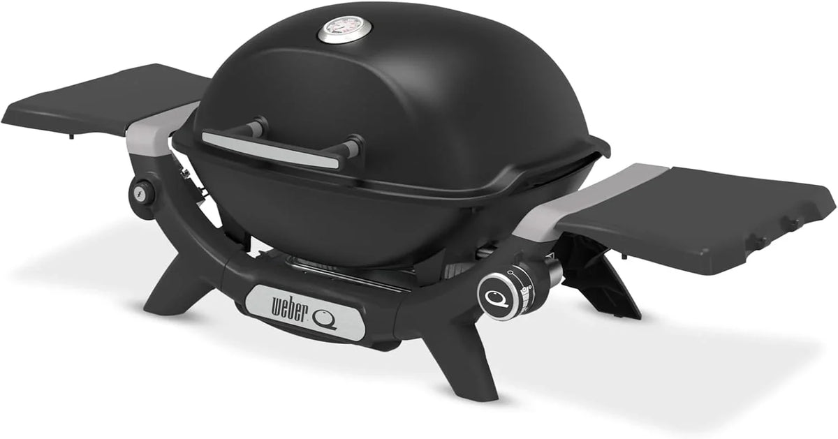 Weber Q 1200N Gasgrill mit Seitentischen/leichter Grill für Camping. Terrassen & Balkone mit Hochleistungsbrenner. porzellanemaillierten Gussrosten &
