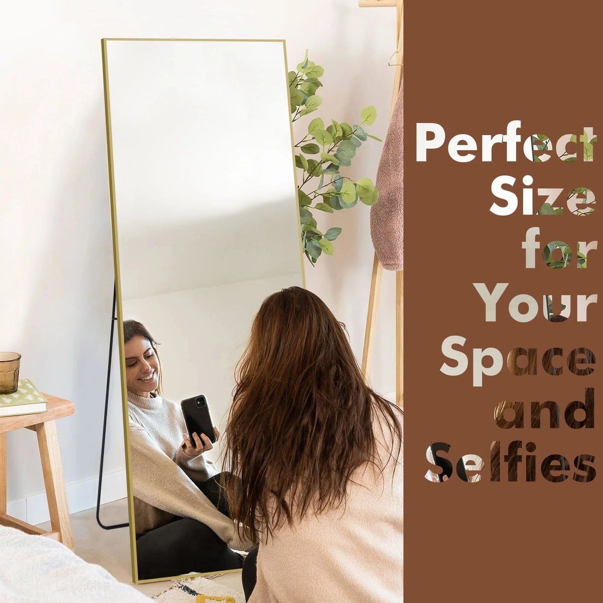 64x21 Full Length Floor Mirror. Large Full Body Aluminum Alloy Frame Standing Mirror with Stand and Wall Mount Option