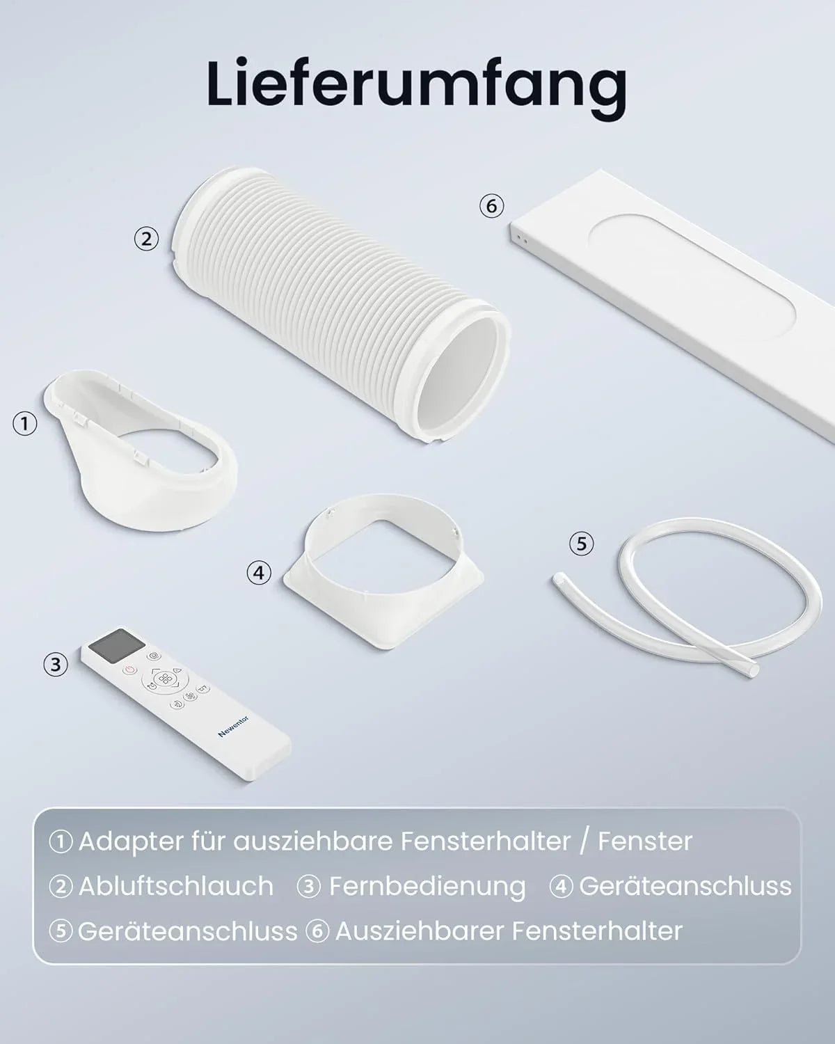 Newentor mobile Klimaanlage 14000 BTU. Klimaanlage mobil mit Abluftschlauch für Räume bis 50m2. kühlen/entfeuchten/ventilieren mit Fernbedienung