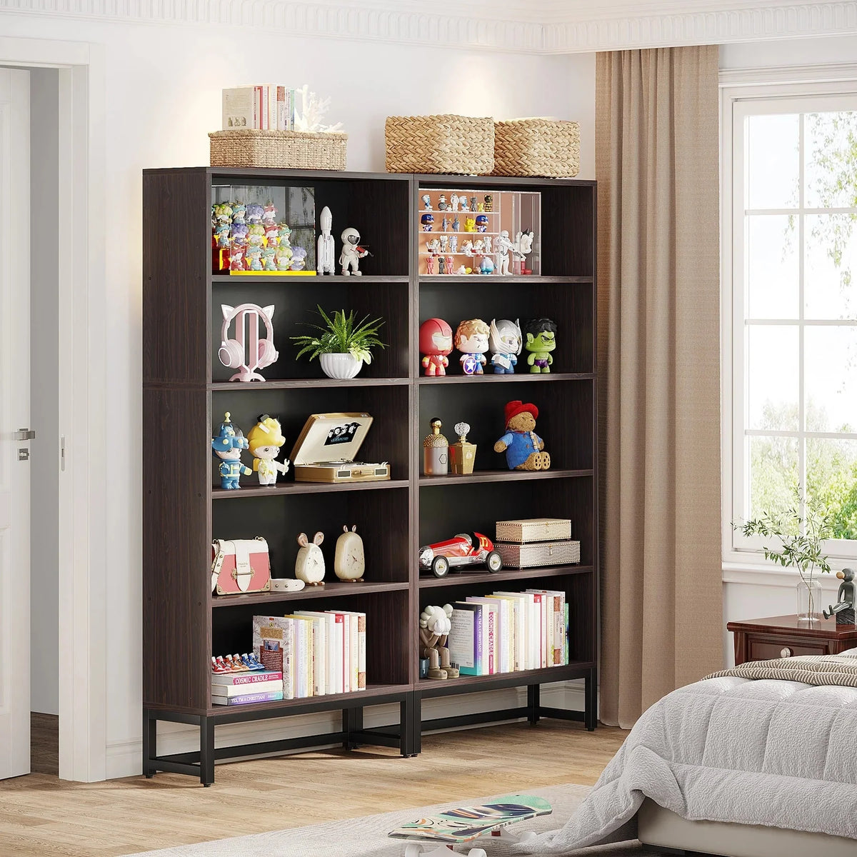 70.87 Inch Tall 5-Tier Bookcase. Large Bookshelf with 31.5 Inch Wide Storage