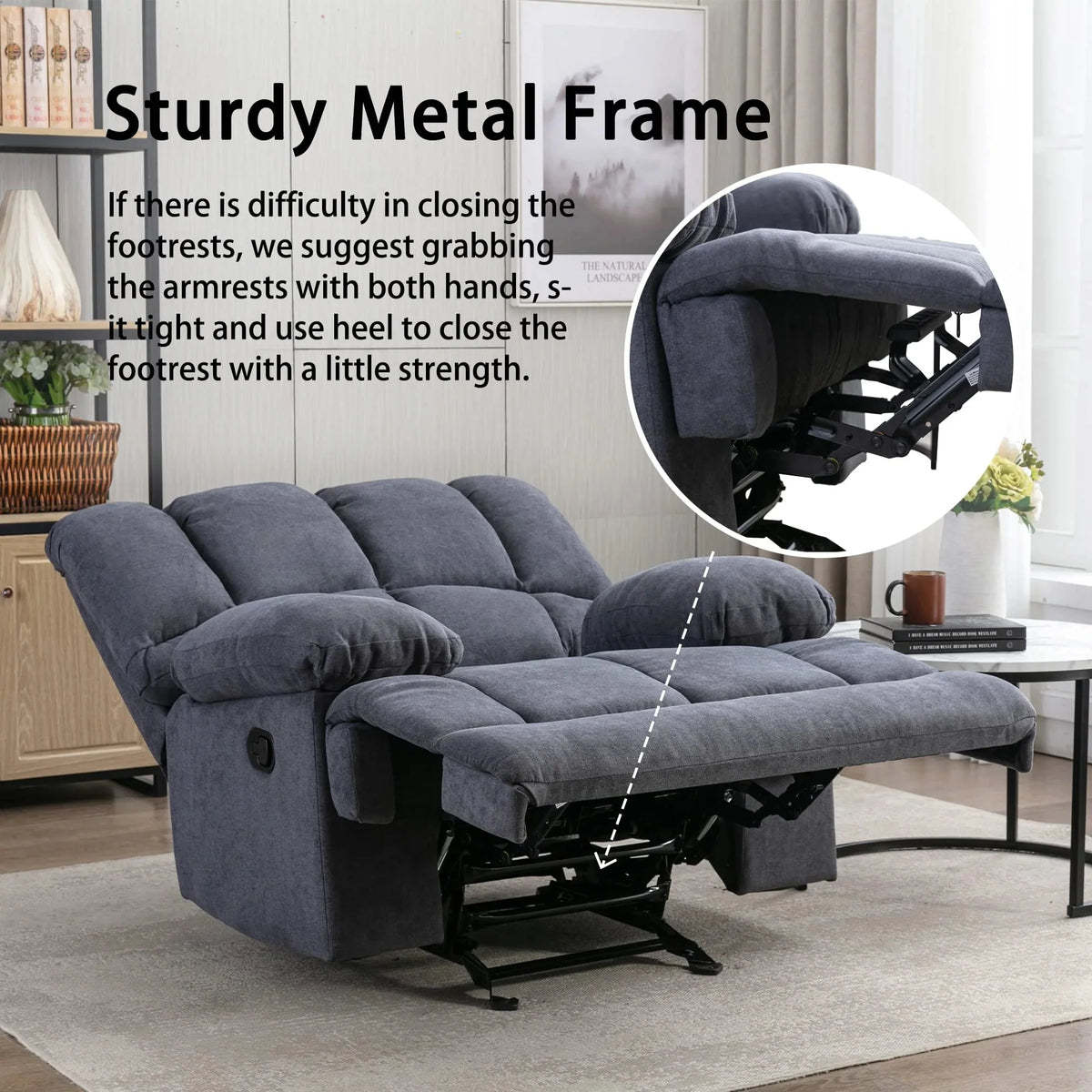 2025 Sillón mecedor sobredimensionado. sillón reclinable manual simple. sillón tapizado acolchonado. sillón mecedor para sala. asiento de teatro talla
