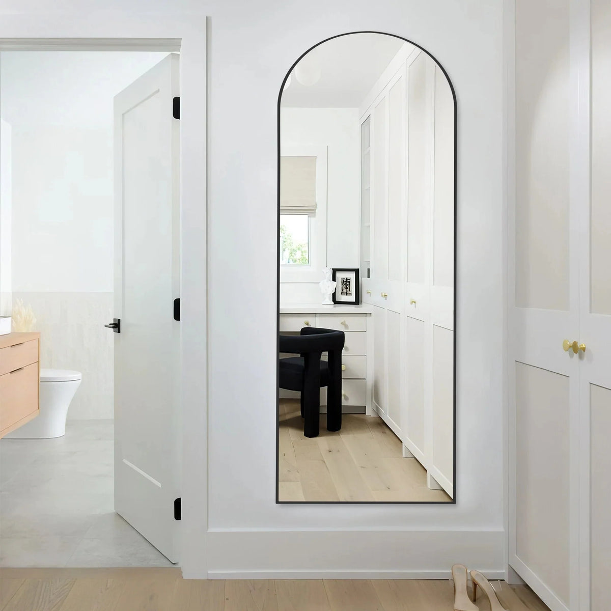 64x21 Full Length Floor Mirror. Large Full Body Aluminum Alloy Frame Standing Mirror with Stand and Wall Mount Option