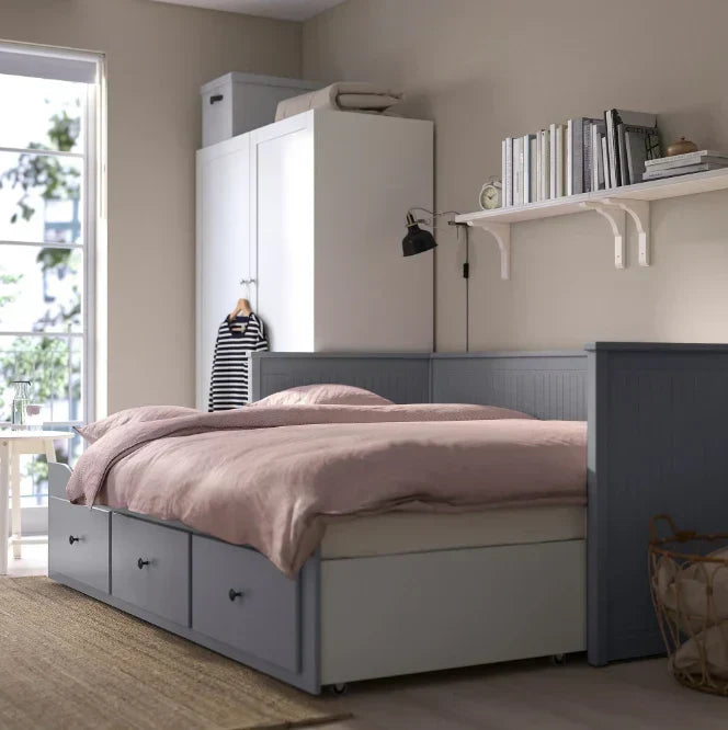 HEMNES Cama día con 3 cajones Gris. 80x200 cm
