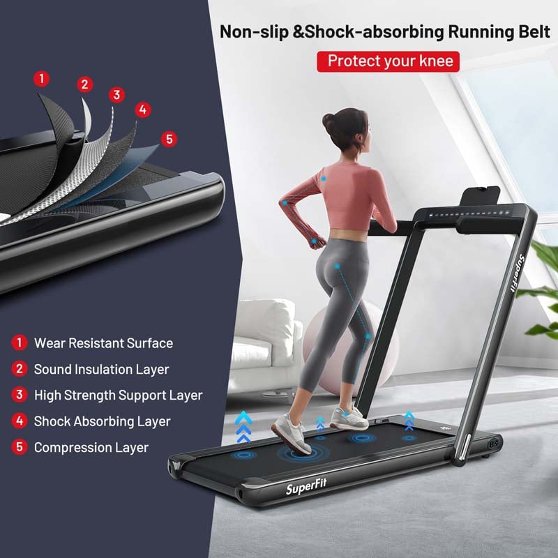 2-in-1 Folding Electric Treadmill. 2.25 HP. Under-Desk. with Dual Display and Smart App Control