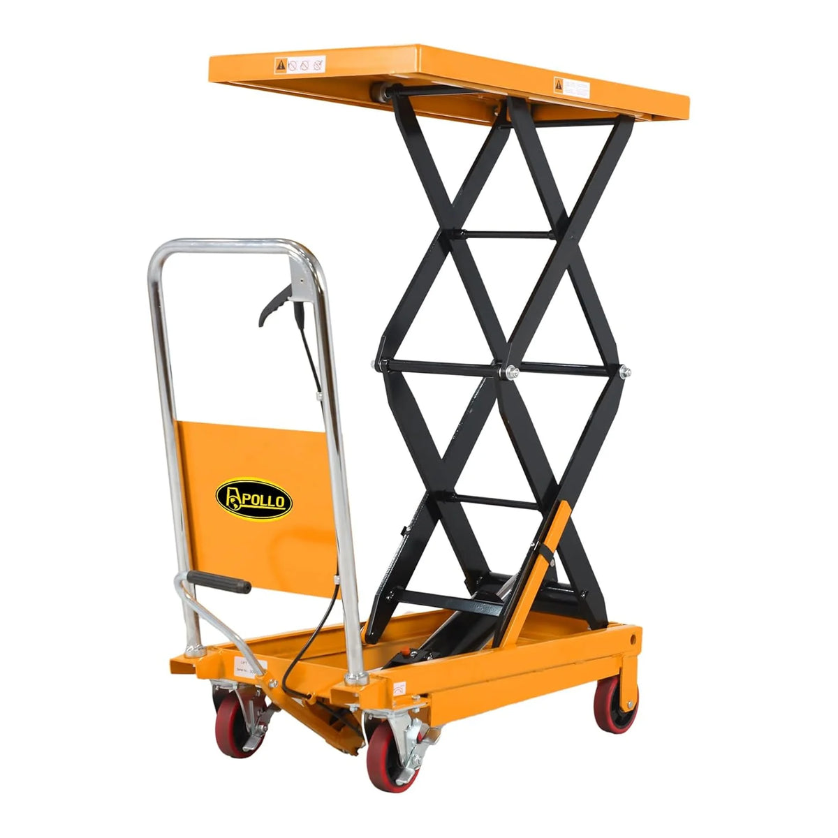 Hydraulic Lift Table Cart – 770 lbs Capacity. 51 Max Height. Double Scissor Lift with Safety Guard & 4 Wheels