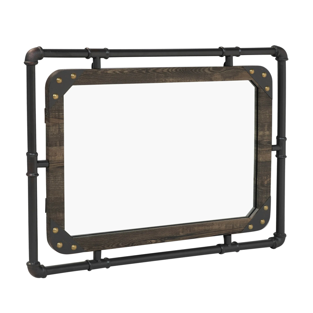 31 Inch Industrial Metal Floating Wall Mirror. Modern Decorative Wall Mirror