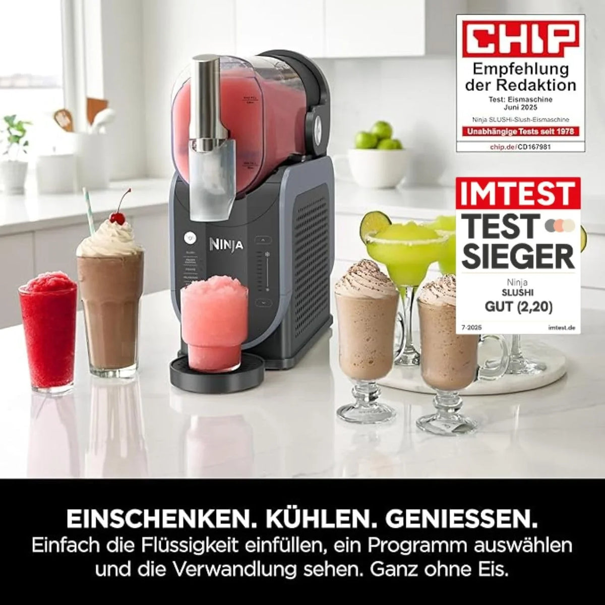 Ninja SLUSHi Maschine für Slush. Eis-Cocktails. Frappé. Milchshakes & gefrorenen Saft. ohne Eis oder Vorbereitungsaufwand. WhisperChill-Technology.