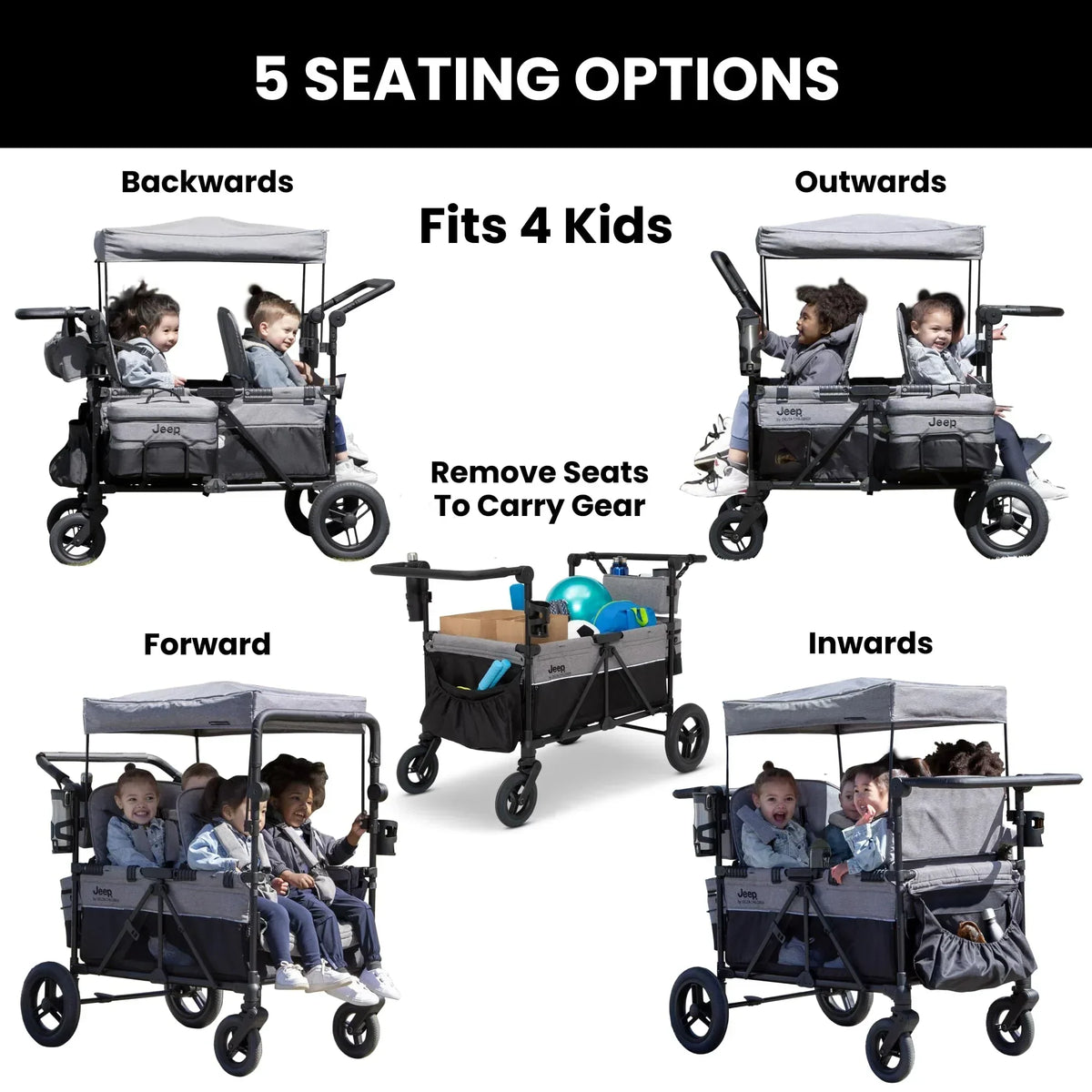 Jeep Wrangler Deluxe 4 Seater Stroller Wagon by Delta Children