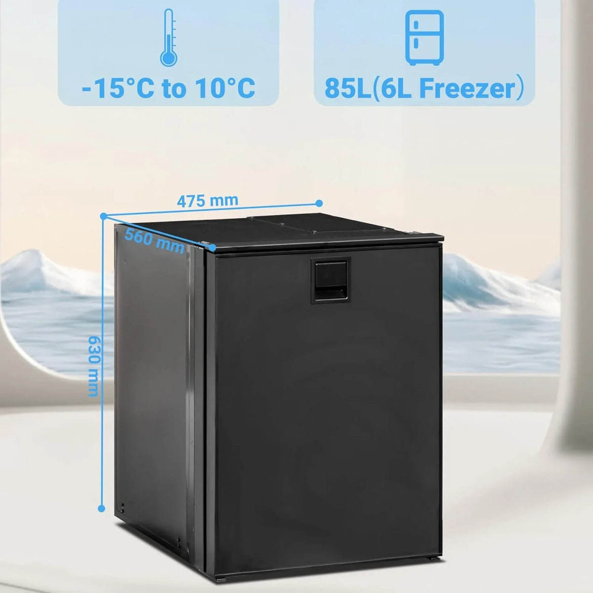 Smad 85L Kompressor Kühlschrank 12V. 12V Camping Kühlschrank. für Caravan. 6L Gefrierschrank. Schwarz