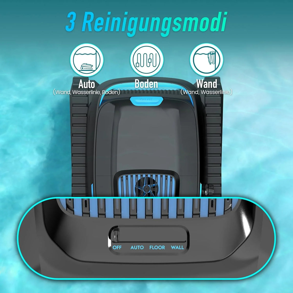 (2026 Neu) PC10 Poolroboter. Poolsauger Akku Kabelloser. Poolroboter Boden und Wand. Wasserlinie. 18927 LPH. Intelligenten Navigation. Wandklettern.