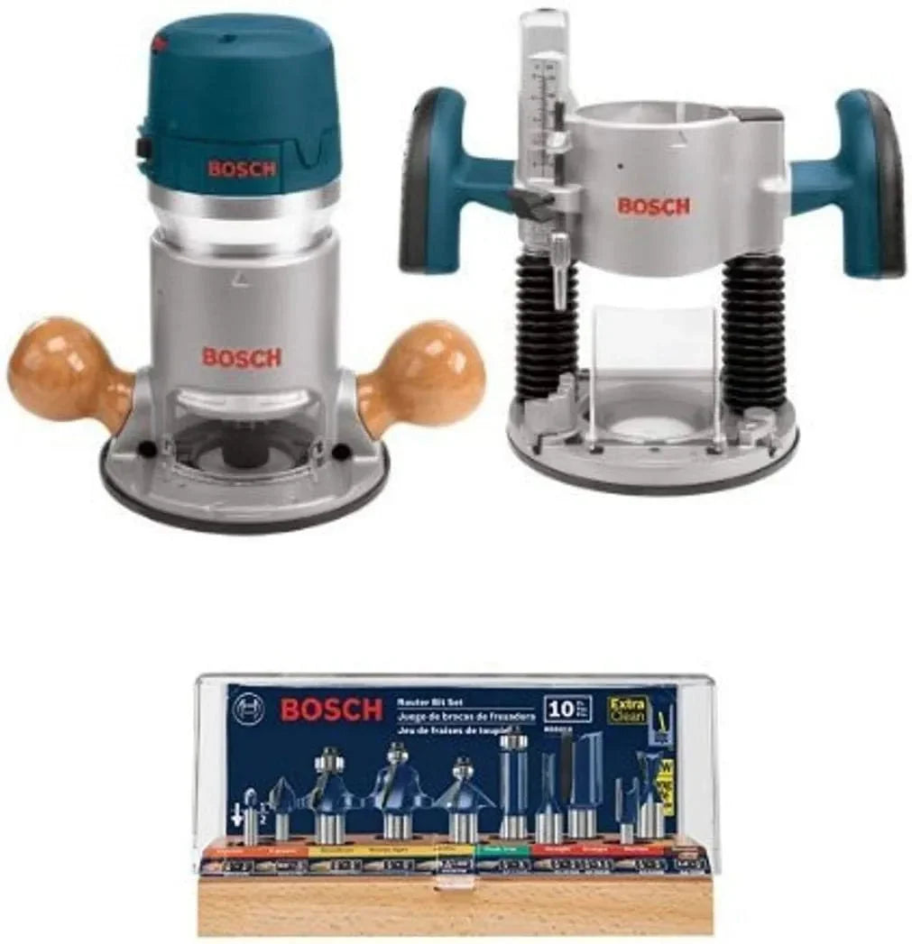 12-Amp 2.25 HP Wood Router Combo Kit with Plunge Router. Fixed Base and Variable Speed