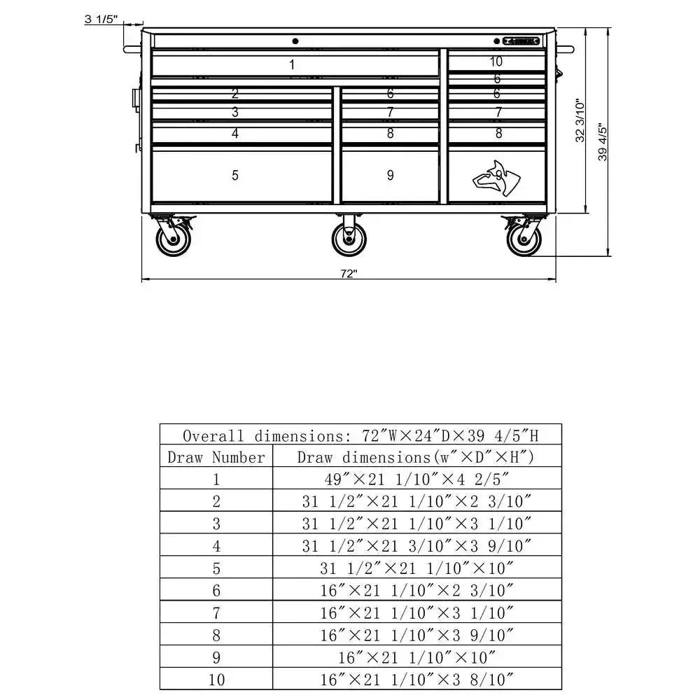 72-Inch W x 24-Inch D 15-Drawer Mobile Workbench with Stainless Steel Top and Dual Locks. Red