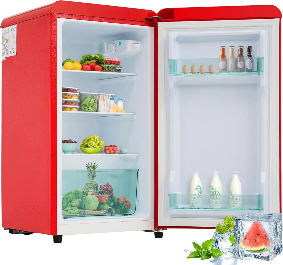 Merax Kühlschrank mit Gefrierfach. Kühl-Gefrierkombination. klein Kühlschrank mit 51L und Gefrierschrank 21L. Leise. LED. Glasablagen. Gemüsefach.