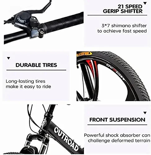 26-Inch Folding Mountain Bike for Adults. 21-Speed. Dual Suspension