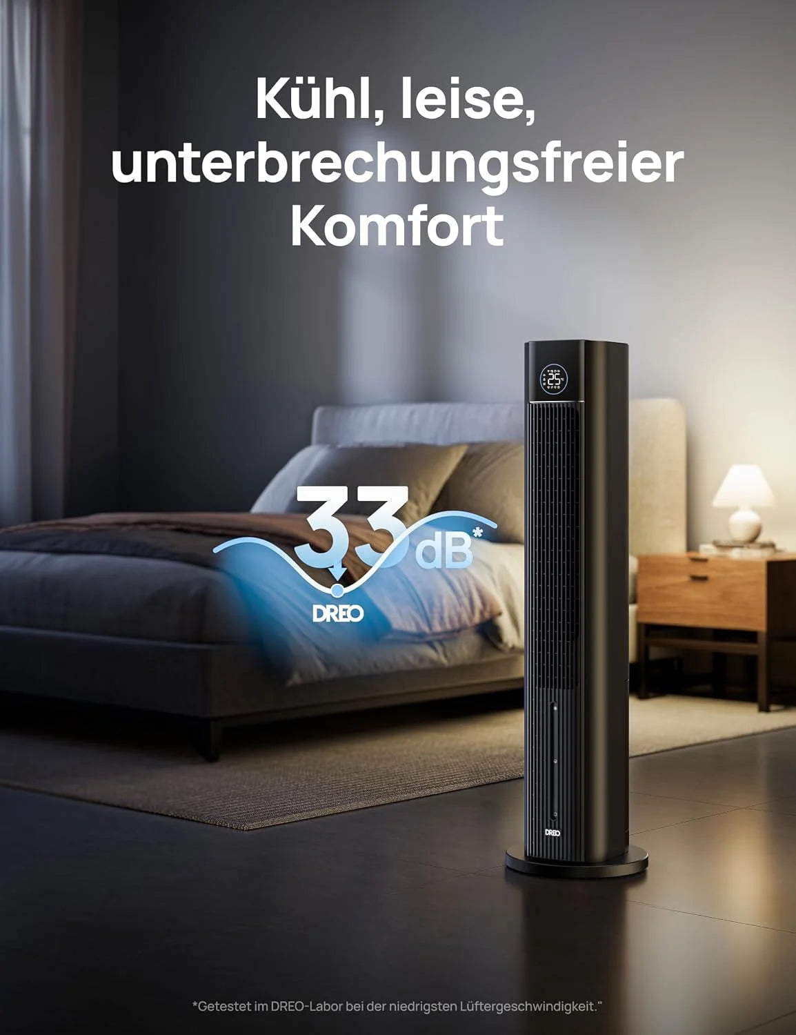 DREO Turmventilator mit Wasserkühlung. 110 cm Luftkühler mit Wasserkühlung Leise. 4-Geschwindigkeiten-4-Modi Verdunstungskühler. APP-Steuerung.