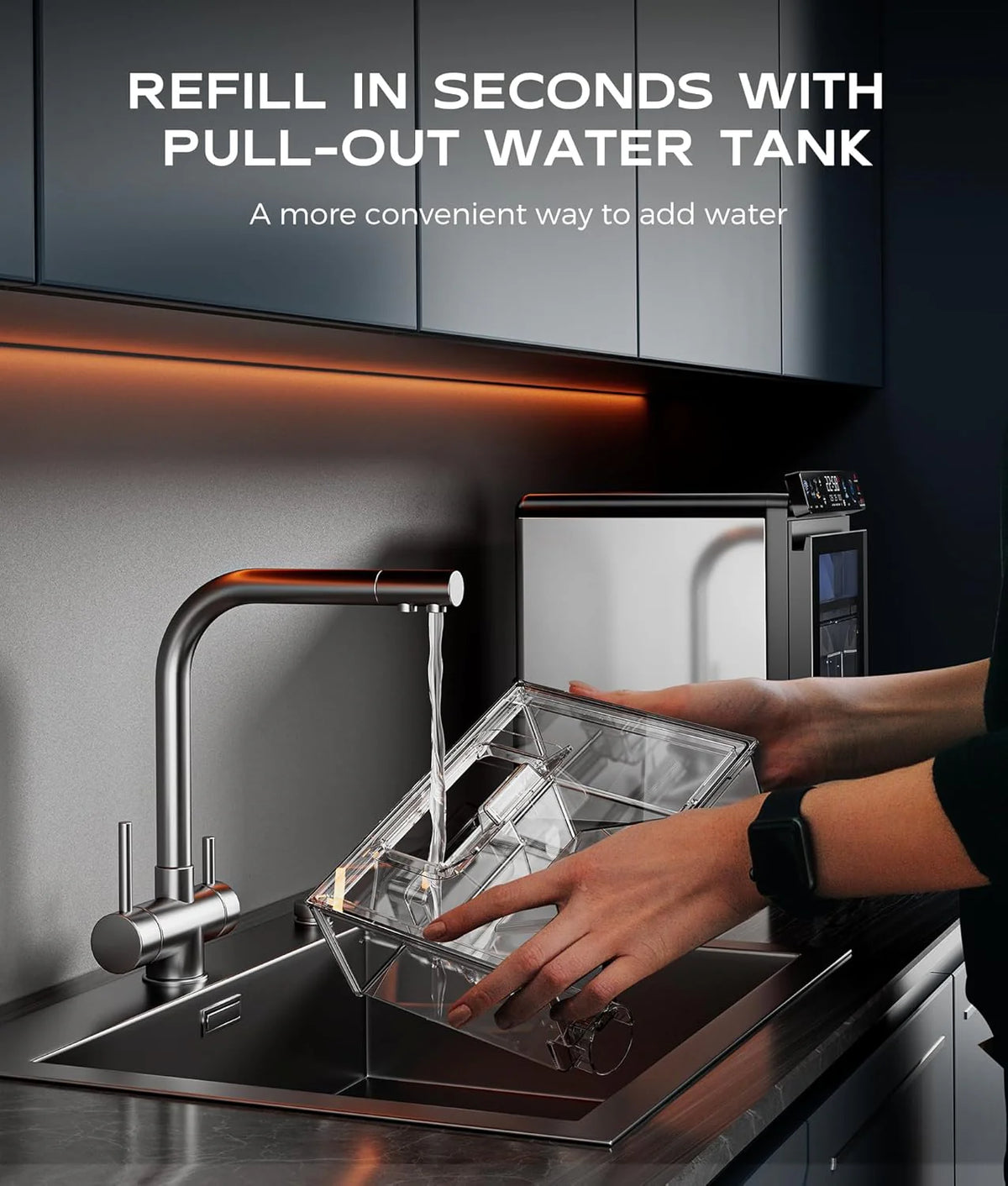 Nugget Ice Maker Countertop. Smart Pebble Ice Machine with APP Control. 44 lbs/24H Soft Pellet Chewable Ice with Self-Cleaning. Stainless Steel