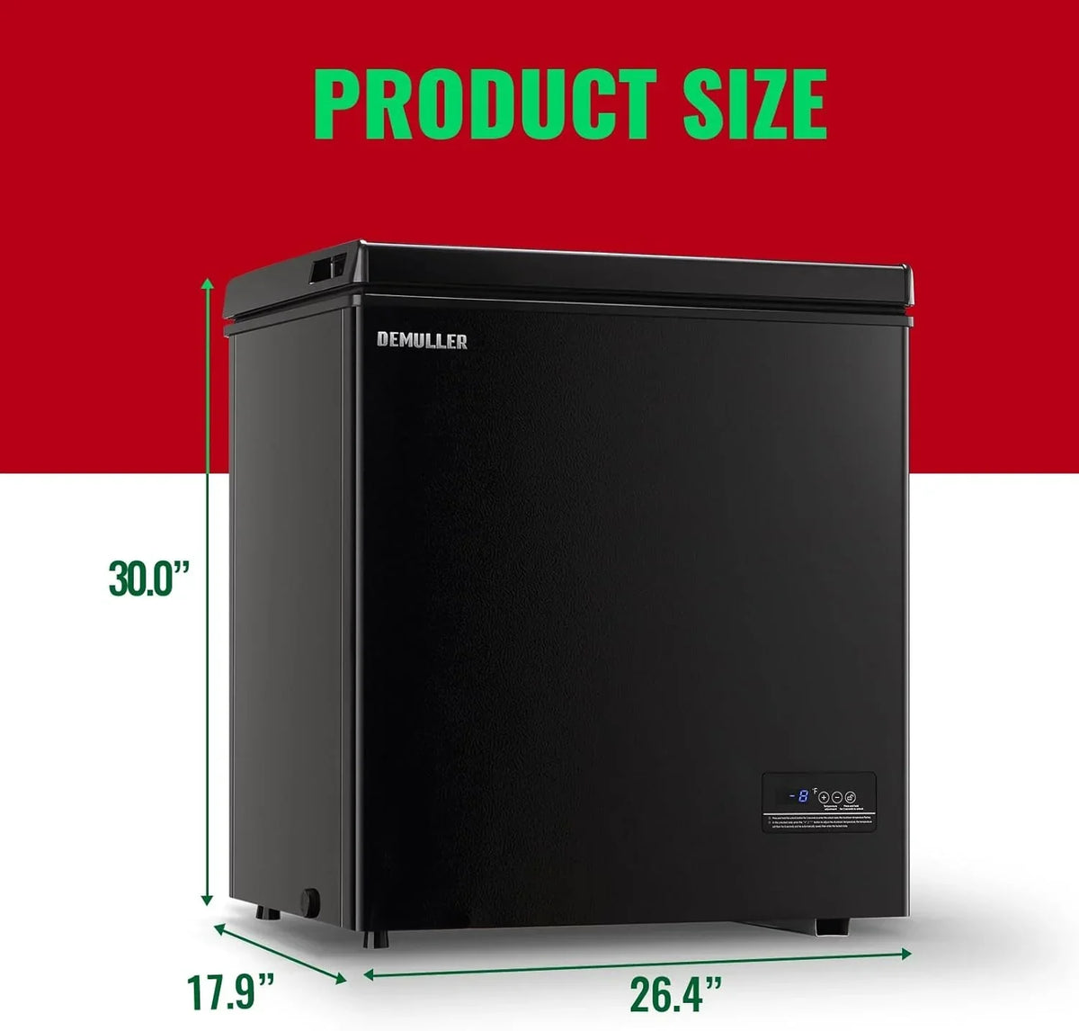 5.0 Cu. Ft. Chest Freezer with 2 Removable Stainless Steel Baskets. Electronic Control. 41°F to -15°F. Black