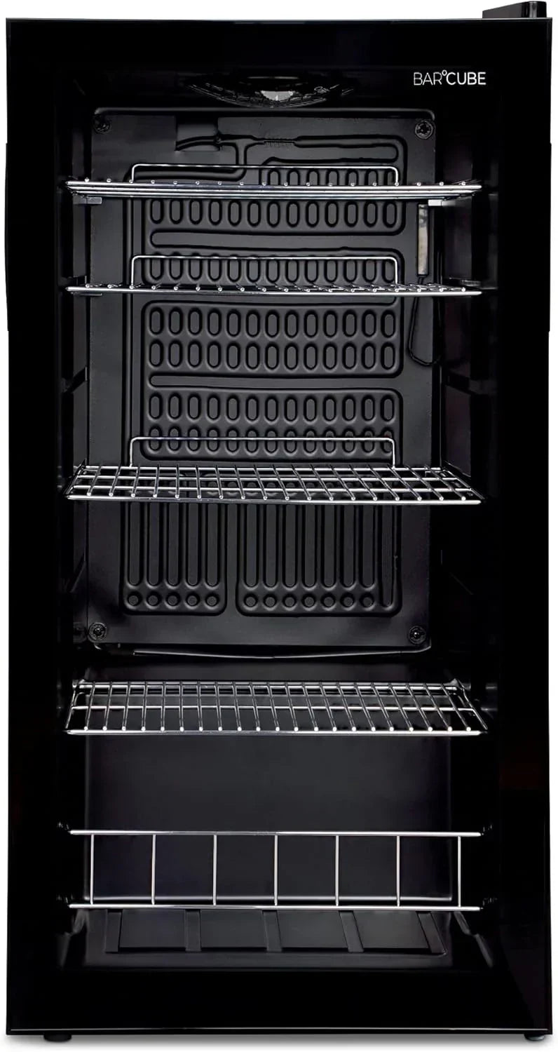°CUBES Getränkekühlschrank 90L mit Glastür & 4 variablen Ablagen | Kompakter Flaschenkühlschrank. perfekt für zu Hause. Büro. Partys & Gastro |
