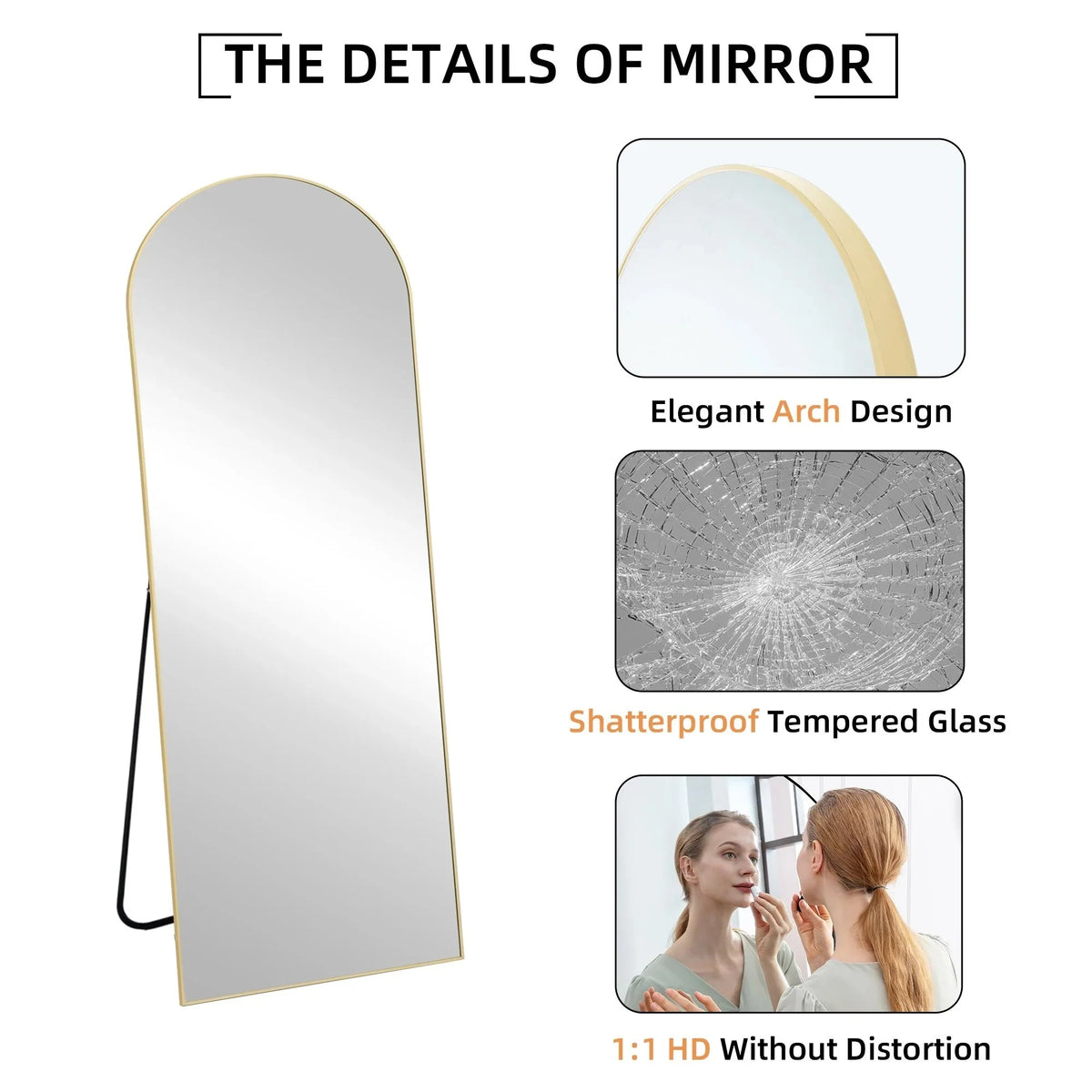 64x21 Full Length Floor Mirror. Large Full Body Aluminum Alloy Frame Standing Mirror with Stand and Wall Mount Option