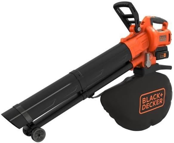 BLACK+DECKER Sopladora. aspiradora y trituradora de Hojas sin Cable de 36v. con Bolsa de recolección de 45L y batería de Litio de 2.5Ah. BCBLV3625L1-