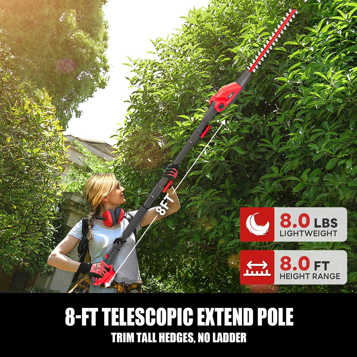 20V MAX Cordless Pole Hedge Trimmer. 2 x 2.0Ah Batteries and Charger Included