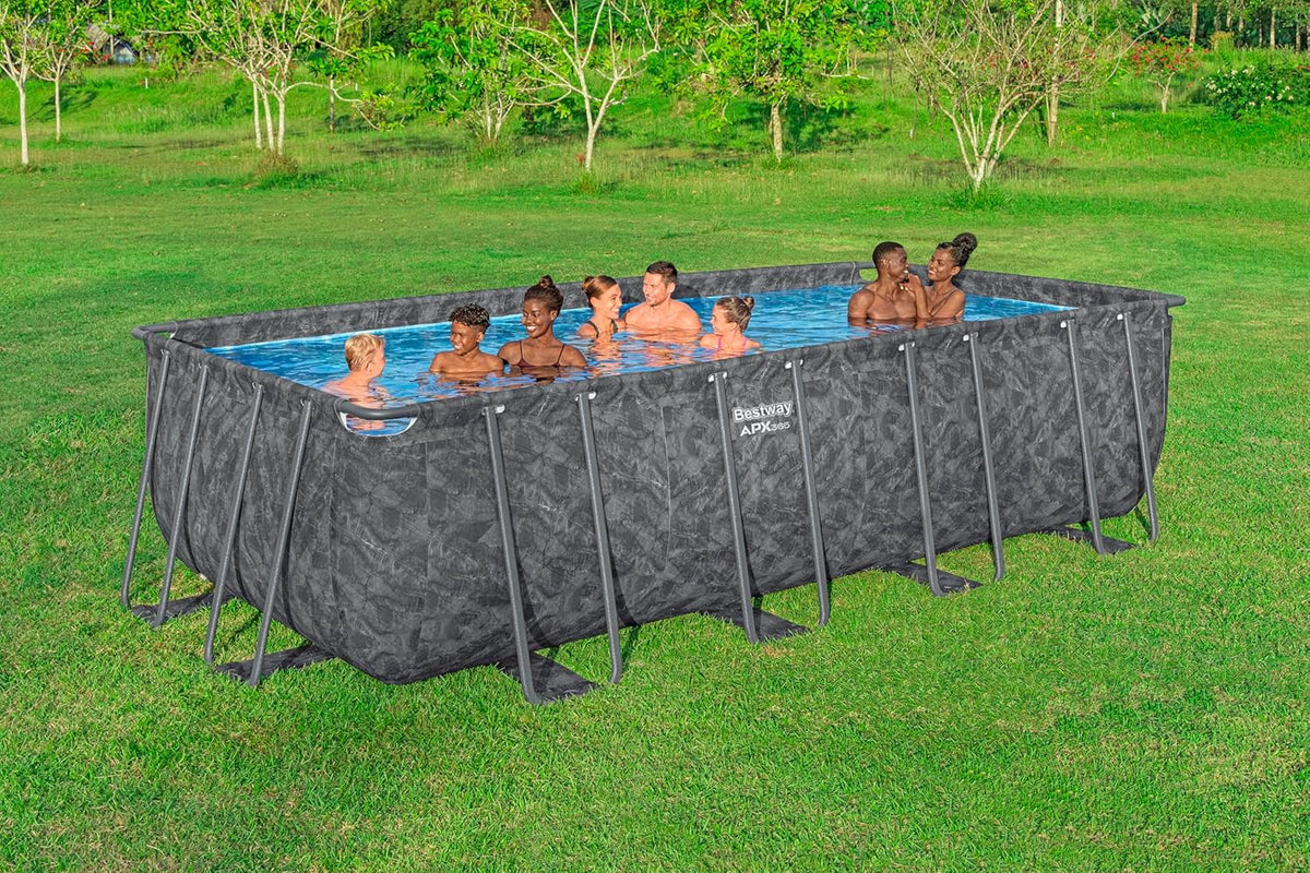 Bestway APX365 Winterfestes Frame Pool Set. Sandfilteranlage. 549 x 274 x 132 cm. 16.477 L. Stahlrahmen. Polar-Shield. Dunkle Marmor-Optik.