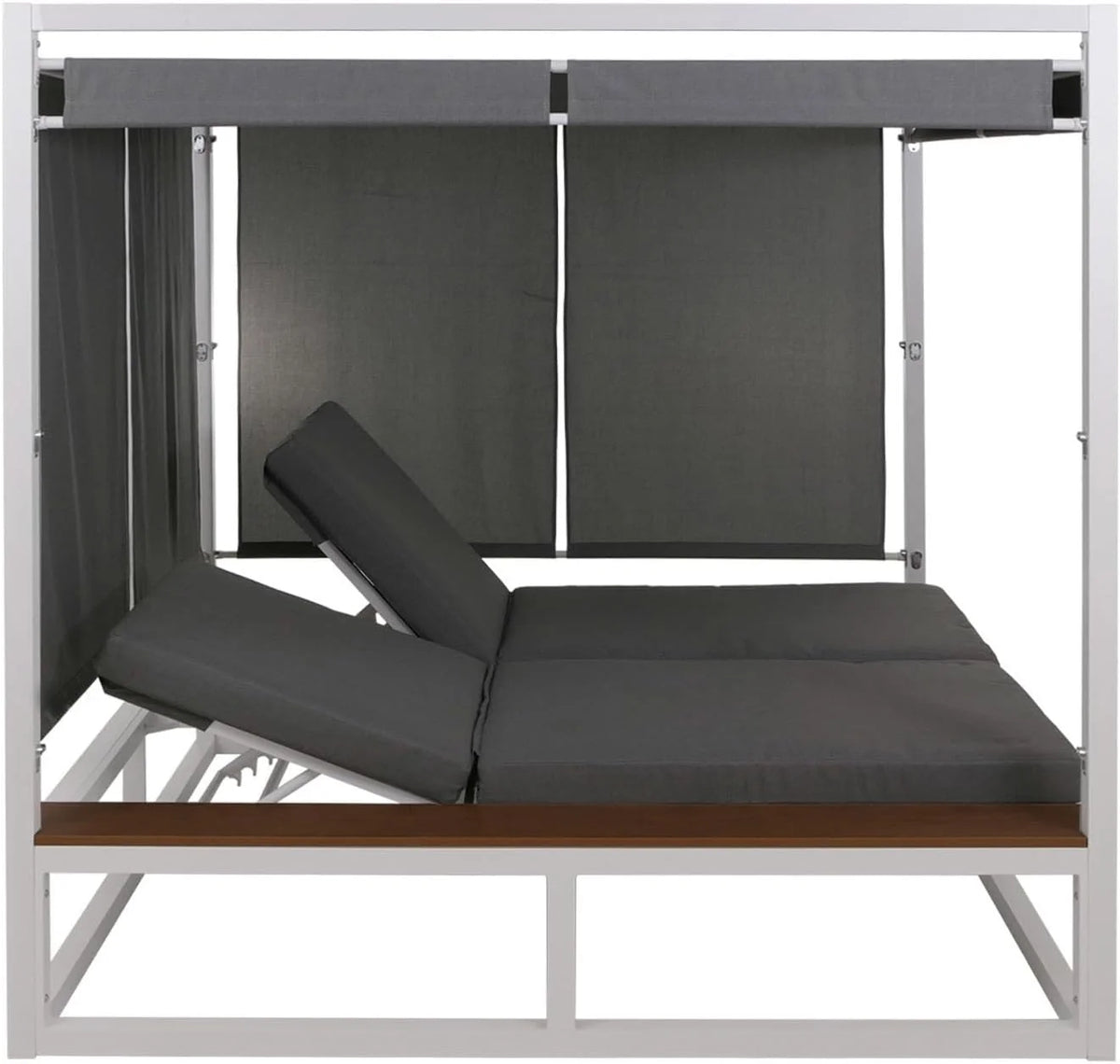 Mendler Aluminium Lounge-Gartenliege HWC-M63b. XL Sonnenliege Daybed. 10cm-Polster 200cm - weiß Polster grau