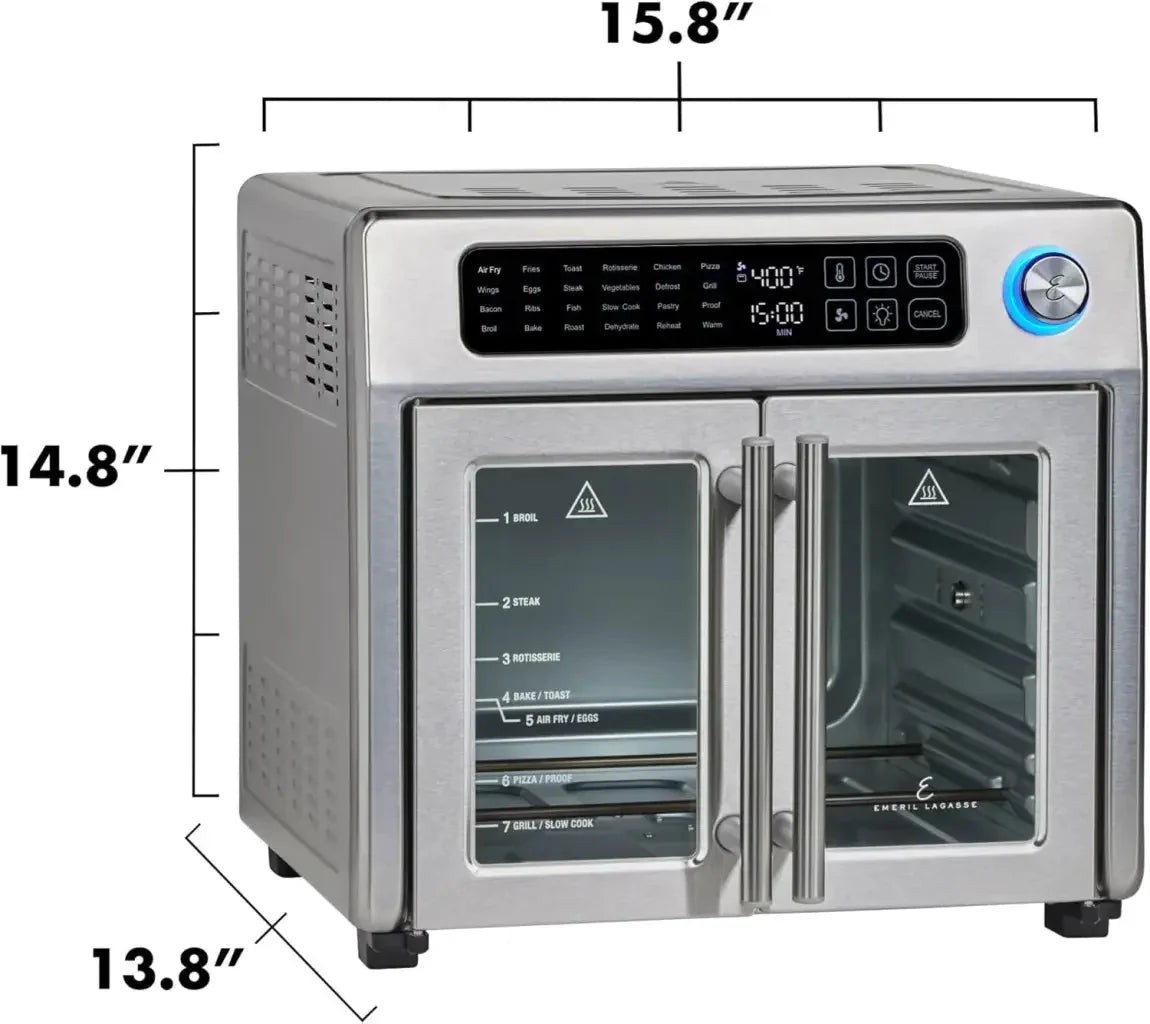 26-Qt. Extra-Large Air Fryer Convection Toaster Oven with French Doors. Stainless Steel