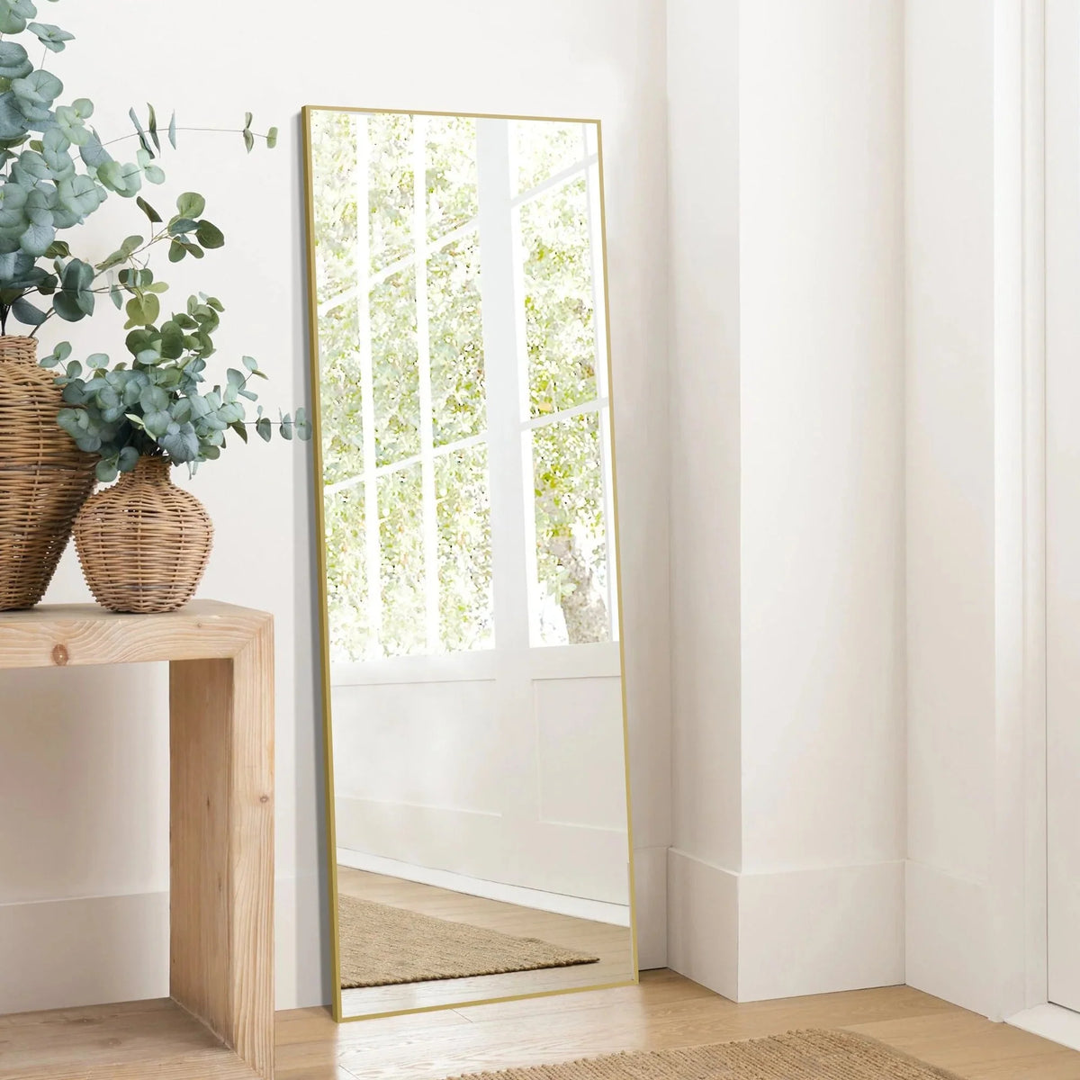64x21 Full Length Floor Mirror. Large Full Body Aluminum Alloy Frame Standing Mirror with Stand and Wall Mount Option