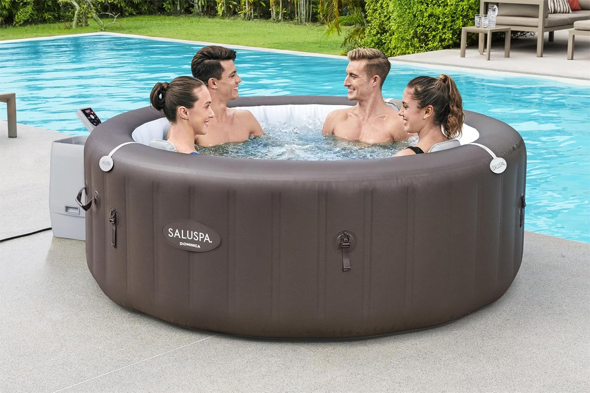 71 x 26-Inch Inflatable Hot Tub Spa for 2-4 Persons. Portable. with 2 Covers. Black