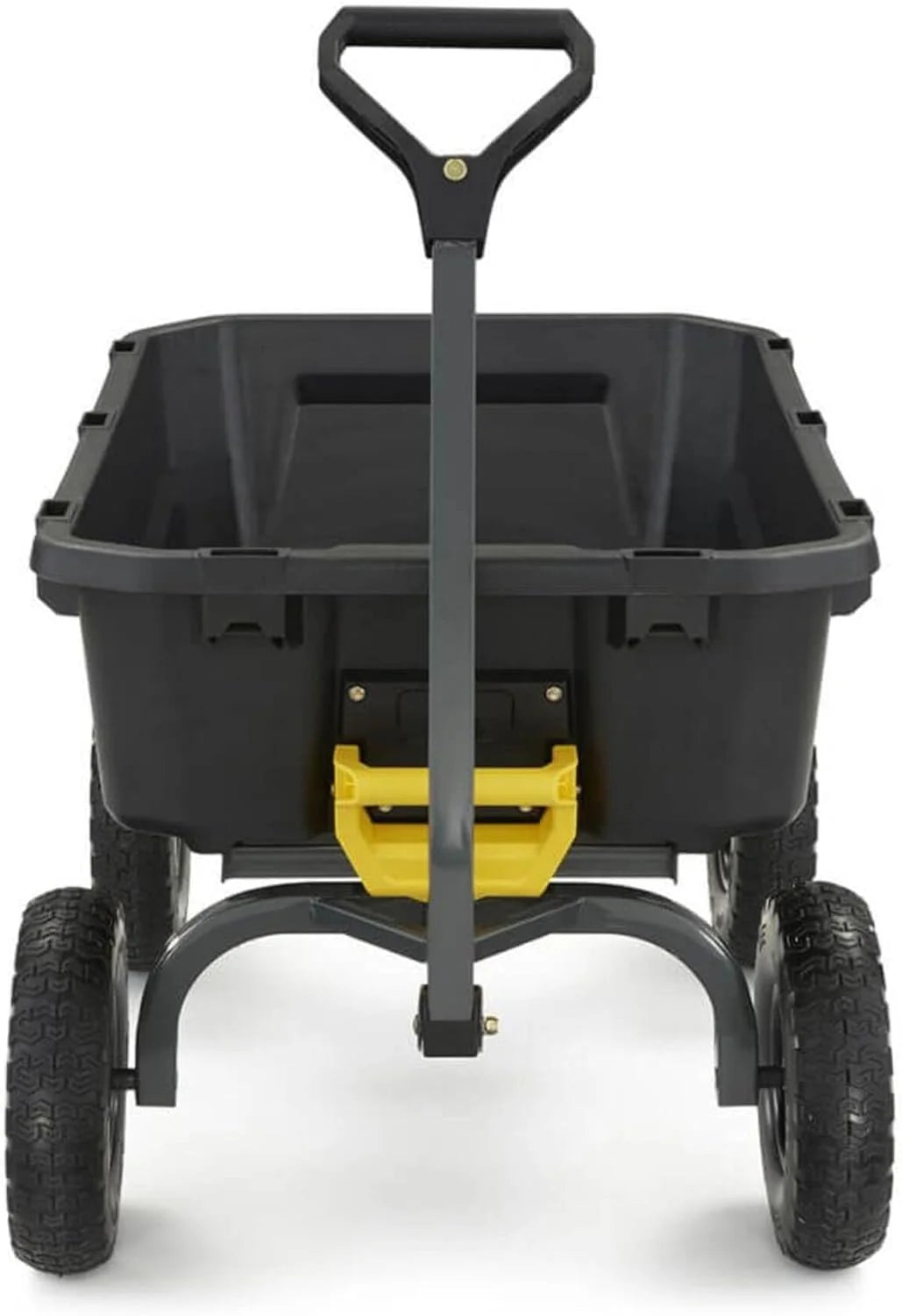 7-Cubic-Foot Poly Dump Garden Cart with No-Flat Tires. 1.200-Lb. Capacity. Black