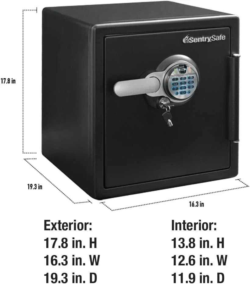 1.23 Cu Ft Waterproof and Fireproof Digital Safe Box. Alloy Steel Security Safe for Home and Office
