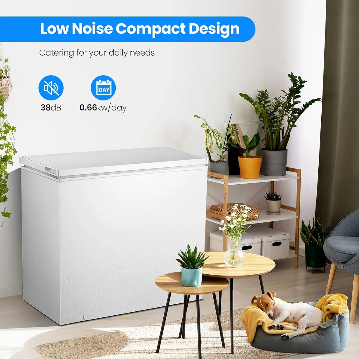 3.5 Cubic Feet Chest Freezer with 2 Removable Baskets Free Standing Top Open Door Compact Freezer with Adjustable Temperature for Home/Kitchen/Office/Bar (3.5 Cubic Feet. White)